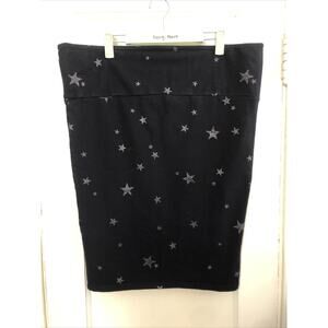 Torrid Straight Pencil Skirt Size 1 Black Flat Front Elastic Waist Stars Stretch